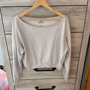 Hollister Light Gray Cropped Pullover